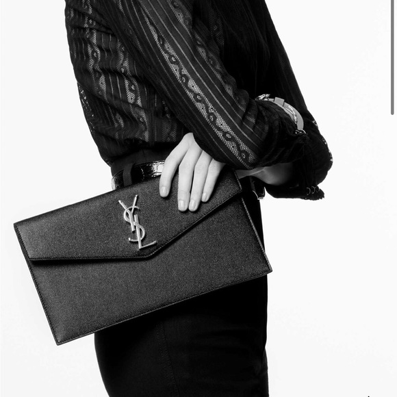 Authentic YSL Uptown Pouch leather with canvas - Picture 9 of 9